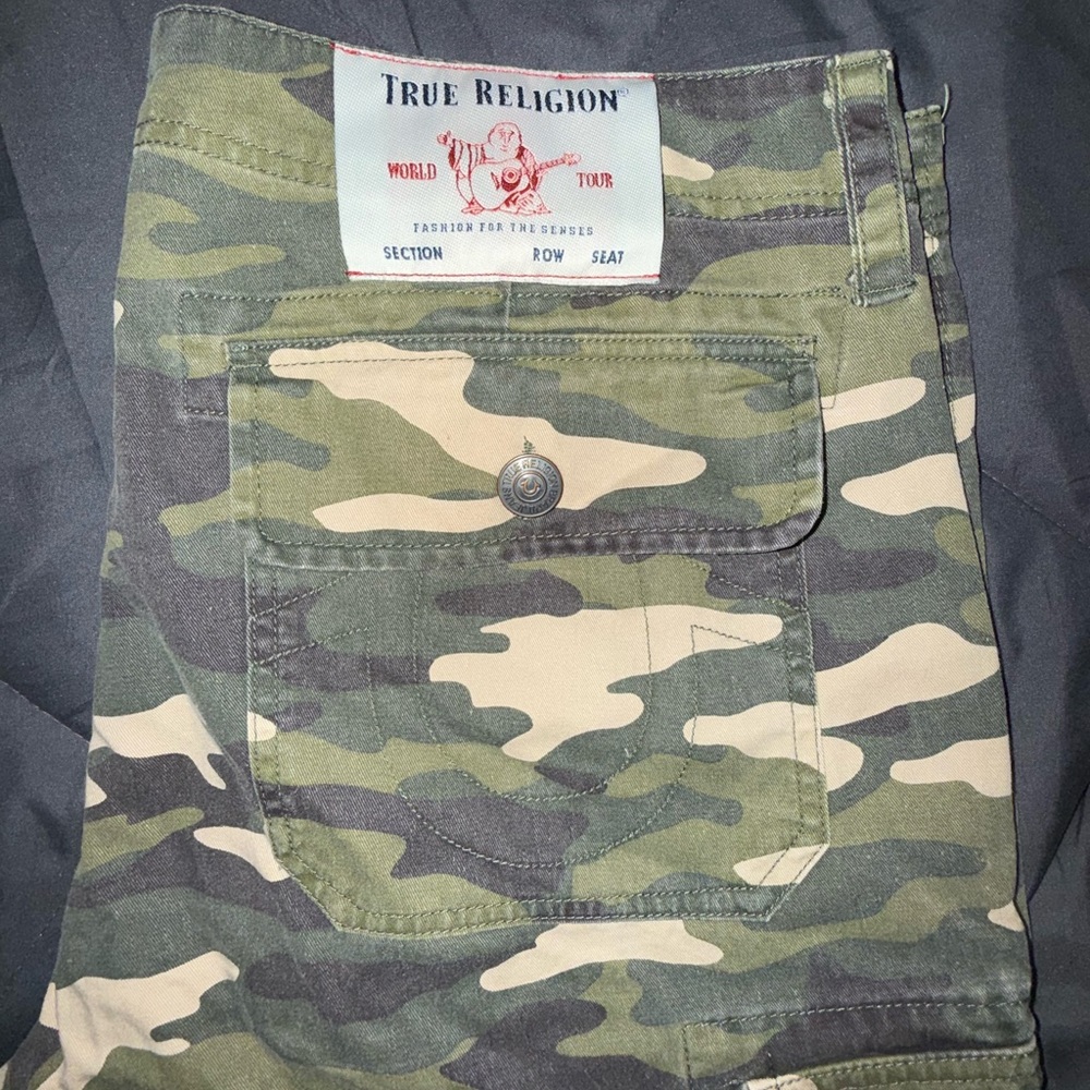 True Religion Green Camouflage Shorts